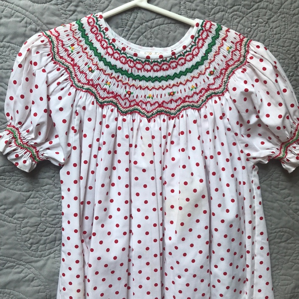 Rosalina polka dot smocked bishop size 5Y